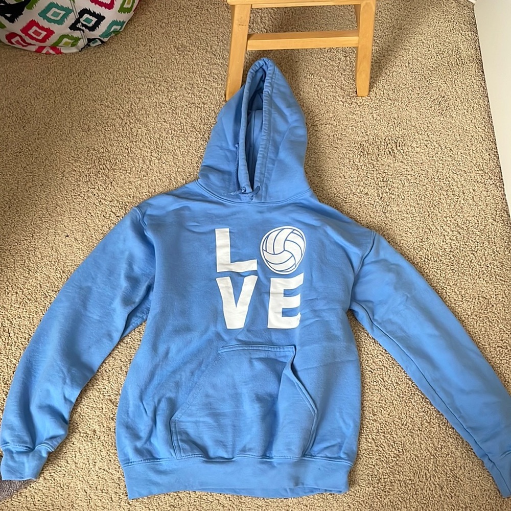 Blue Hoodie-Love Volleyball